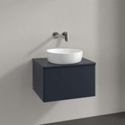 Villeroy und Boch Meuble vasque Villeroy & Boch Antao L29010HG avec éclairage, 1 tiroir, 600 x 360 x 500 mm, façade lisse, laque mate bleu nuit.