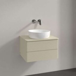 Villeroy und Boch Meuble vasque Villeroy & Boch Antao L18150HJ avec éclairage, 2 tiroirs, 600 x 360 x 500 mm, façade texturée, laque mate Gris Soie / Laque mate Gris Soie