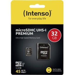 Carte microSDHC Intenso Premium 32 GB Class 10, UHS-I avec adaptateur SD