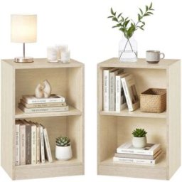 VASAGLE Custos Collection - Table de chevet avec étagères ouvertes et rangement pratique, Beige Travertin / 2