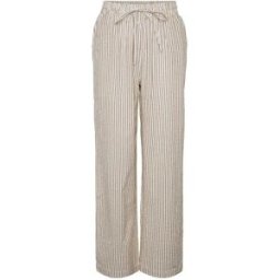 Pieces Pantalon Taille Haute Sally Loose String Fit Nomad / Stripes Cloud Dancer XL Femme