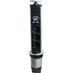 MCAD Bloc multiprise verticale 3 prises et 2 ports USB