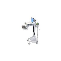 Ergotron EMR Laptop Cart, LiFe Powered chariot - pour ordinateur portable/clavier/souris/lecteur de codes a barres - gris, blanc, aluminium poli