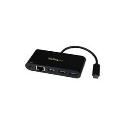 StarTech.com 3 Port USB-C Hub with Gigabit Ethernet 60W Power Delivery Passthrough Laptop Charging, USB-C to 3x USB-A (USB 3.0 SuperSpeed 5Gbps), USB 3.1/USB 3.2 Gen 1 Type-C Adapter Hub - Windows/macOS/Linux (HB30C3AGEPD) - concentrateur (hub) - 3 port