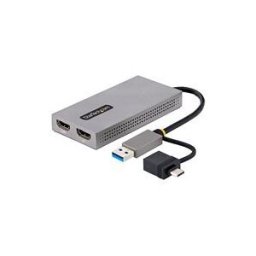 StarTech.com USB to Dual HDMI Adapter, USB A/C to 2x HDMI Monitors (1x 4K 30Hz, 1x 1080p), Integrated USB-A to C Dongle, 4in/11cm Cable, Windows macOS - USB 3.0 to HDMI Multi-Monitor Display Adapter for Laptop (107B-USB-HDMI) - adaptateur video - HDMI /