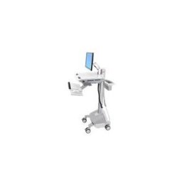Ergotron Chariot EMR avec bras LCD, alimente LiFe chariot - pour ecran LCD/clavier/souris/processeur/ordinateur portable/lecteur de codes a barres - gris, blanc, aluminium poli - Conformite TAA