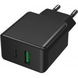 MCAD CHARGEUR SECTEUR 1 PORT USB Type-A QC + 1 PORT USB Type-C PD NOIR