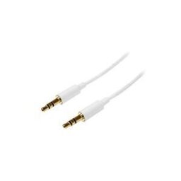 StarTech.com Cable Audio Stereo Mini-Jack 3.5mm Slim de 1 m M/M - Cordon Audio Jack - Cable pour Casque - 2x 3.5mm Mini-Jack (M)- Blanc - cable audio - 1 m