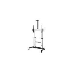 StarTech.com Pied TV Mobile - Chariot Support Tele Robuste ecrans 60-100 100kg - Support TV ecran Plat sur Pied Roulettes - Hauteur Reglable - Support Television Universel + etageres (STNDMTV100) chariot - pour ecran plat - noir, argent