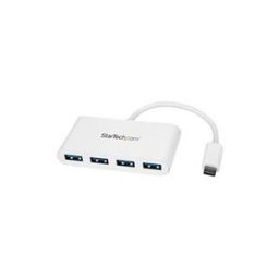 StarTech.com Hub USB-C - Hub USB 3.0 a 4 ports compact - USB-C vers 4x USB-A - Adaptateur USB C - Alimente par bus - Blanc (HB30C4ABW) - concentrateur (hub) - 4 ports