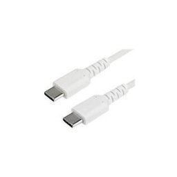 StarTech.com Cable de Chargement USB-C 1m - Cordon de Chargement USB 2.0 Type C vers USB-C pour PC Portable - Gaine TPE Fibre Aramide M/M 60W Blanc - Samsung S10 S20 iPad Pro MS Surface (RUSB2CC1MW) - Cable USB de type-C - 24 pin USB-C pour 24 pin USB-C -