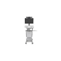 Ergotron chariot - architecture ouverte - pour ecran LCD/clavier/souris/processeur/ordinateur portable/camera/scanner - gris, blanc, aluminium poli - Conformite TAA