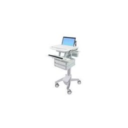 Ergotron chariot - architecture ouverte - pour ordinateur portable/clavier/souris/scanner - gris, blanc, aluminium poli