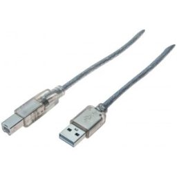MCAD Cordon USB 2.0 type A / B transparent - 1,8 m