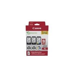 Canon PG-545 XL/CL-546XL Photo Value Pack - pack de 3 - noir, couleur (cyan, magenta, jaune) - original - jeu de papier / cartouche d'encre
