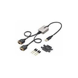 StarTech.com 2ft (60cm) 2-Port USB to Serial Adapter Cable, Interchangeable DB9 Screws/Nuts, COM Retention, USB-A to DB9 RS232, FTDI, Level-4 ESD Protection, Windows/macOS/ChromeOS/Linux - Rugged TPE Construction (2P1FFC-USB-SERIAL) - cable USB / serie -