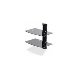 StarTech.com Dual Floating Wall-Mounted AV Shelves, Adjustable Height Shelf For Under TV, Organize A/V Equipment On Black Tempered Glass Shelves etagere - pour composants audio/video - noir
