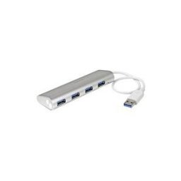 StarTech.com Hub USB 3.0 compact a 4 ports avec cable integre - Concentrateur USB 3.0 avec boÃ®tier en aluminium - Argent - concentrateur (hub) - 4 ports