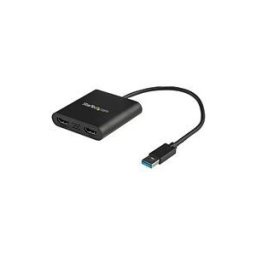StarTech.com Adaptateur USB 3.0 vers double HDMI, 1x 4K 30Hz et 1x 1080p, carte video et graphique externe, dongle adaptateur d'affichage double moniteur USB Type-A vers HDMI, prend en charge Windows uniquement, noir - Adaptateur USB vers double HDMI (USB