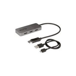StarTech.com 3-Port MST Hub, DisplayPort to Triple HDMI Monitors, 4K 60Hz, DP 1.4 Multi-Monitor Video Adapter with 1ft (30cm) Built-in Cable, USB Powered, Windows Only - Multi-Stream Transport Hub (MST14DP123HD) - commutateur video/audio - 3 ports