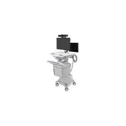 Ergotron chariot - architecture ouverte - pour 2 ecrans LCD/clavier/souris/processeur/ordinateur portable/camera/scanner - gris, blanc, aluminium poli - Conformite TAA