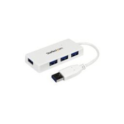 StarTech.com Hub USB 3.0 a 4 ports avec cable integre - Concentrateur USB SuperSpeed portable - Mini hub USB3 - Blanc - concentrateur (hub) - 4 ports