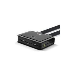 Lindy 2 Port DisplayPort 1.2, USB Type C, USB 2.0 Audio Cable KVM Switch - commutateur ecran-clavier-souris/audio - 2 ports