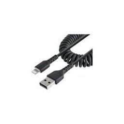StarTech.com Cable USB vers Lightning de 1m - Certifie Mfi - Adaptateur USB Lightning Noir, Gaine en TPE - Cordon Chargeur Iphone/Lightning Spirale en Fibre Aramide Tres Resistant (RUSB2ALT1MBC) - cable Lightning - Lightning / USB - 1 m