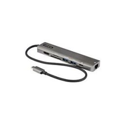 StarTech.com Adaptateur Multiport USB-C - USB Type C vers HDMI 2.0 4K 60Hz, Alimentation 100W Passthrough, SD/MicroSD, Hub 2 Ports USB 3.0 - GbE - Mini Dock USB-C - Cable Integre 30cm (DKT30CHSDPD) - station d'accueil - USB-C / Thunderbolt 3 - HDMI - 1GbE