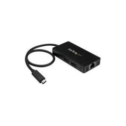 StarTech.com Hub USB-C a 3 ports avec Gigabit Ethernet - USB-C vers 3x USB-A - USB 3.0 - Adaptateur d'alimentation inclus - concentrateur (hub) - 3 ports