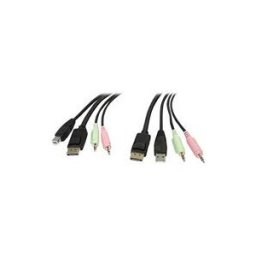 StarTech.com Cable de commutateur KVM DisplayPort USB 4-en-1 de 1,8 m avec audio et microphone - cable video / USB / audio - 1.8 m
