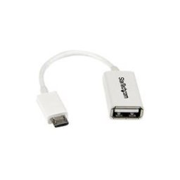 StarTech.com Cable adaptateur Micro USB vers USB Host OTG de 12cm - Adaptateur USB On-The-Go - Male / Femelle - Blanc - adaptateur USB - USB pour Micro-USB de type B - 12.7 cm