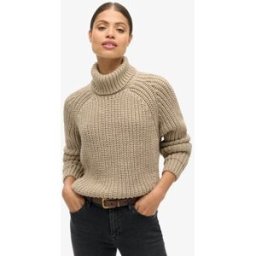 Superdry Femme Pull Col Roulé Slouchy Stitch Beige Taille: 40