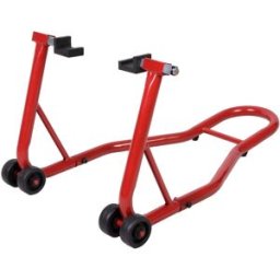 CostwaySupport de Roue Béquille d'Atelier à Roulettes Paddock Lève Moto avec Bras Réglable en Acier 80x50x40cm Rouge