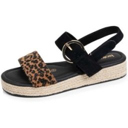 Isotoner - Sandales Femme corde tressée Noir/Léopard noir/léopard 38 Femme