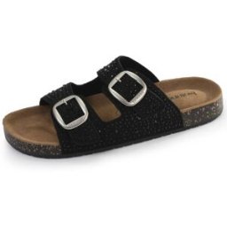 Isotoner - Mules Sandales Femme Double Bride Noir strass noir strass 38 Femme