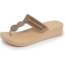 Isotoner - Tongs Femme tige large strass talon Beige beige 40 Femme