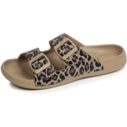 Isotoner - Mules claquettes Femme ajustable Léopard léopard beige 37 Femme
