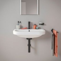 Lavabo suspendu Duravit D-Code 65 cm 2398650000 650 x 460 mm, avec trou de robinetterie, avec trop-plein, plage de robinetterie, blanc brillant