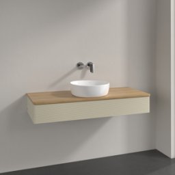 Villeroy und Boch Meuble vasque Villeroy & Boch Antao K10111HJ 120 x 19 x 50 cm, plan vasque couleur chêne miel, laque mate gris soie