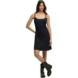 Superdry Robe Courte Sans Manches Printed Cami Mini Black Ditsy Floral M Femme