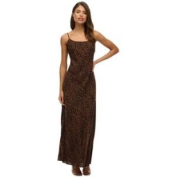 Superdry Robe Longue Sans Manches Bias Cut Maxi Slip Leona Leopard S Femme
