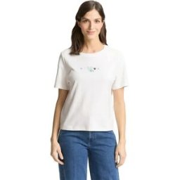Tom Tailor T-shirt à Manches Courtes 1050426 Off White XS Femme