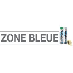 Kit Aérosols et Pochoir Texte Zone bleue