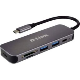D-Link DUB-2325/E Hub USB 2+2 ports USB-A, USB-C®, SD, microSD USB 3.0 5 GBit/s avec fiche mâle USB-C anthracite DUB-2325/E