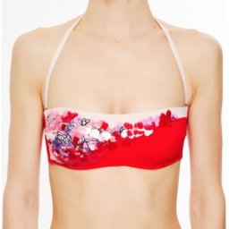 La Perla - Haut de maillot de bain bandeau Floral Rhapsody rouge/rose clair T.80B