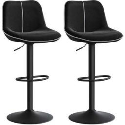 VASAGLE Tabourets de Bar Pivotants avec Hauteur Réglable, Noir D'encre / Velours / Lot de 2
