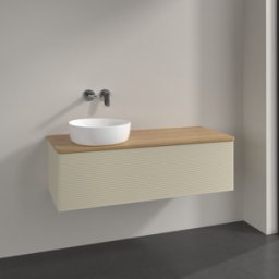 Villeroy und Boch Meuble vasque Villeroy & Boch Antao L33111HJ avec éclairage, 120 x 36 x 50 cm, plan vasque couleur chêne miel, laque mate gris soie