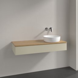 Villeroy und Boch Meuble vasque Villeroy & Boch Antao L12011HJ 120 x 19 x 50 cm, plan vasque couleur chêne miel, laque mate gris soie