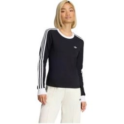 Adidas Originals T-shirt à Manches Longues 3 Stripes Slim Black / White M Femme